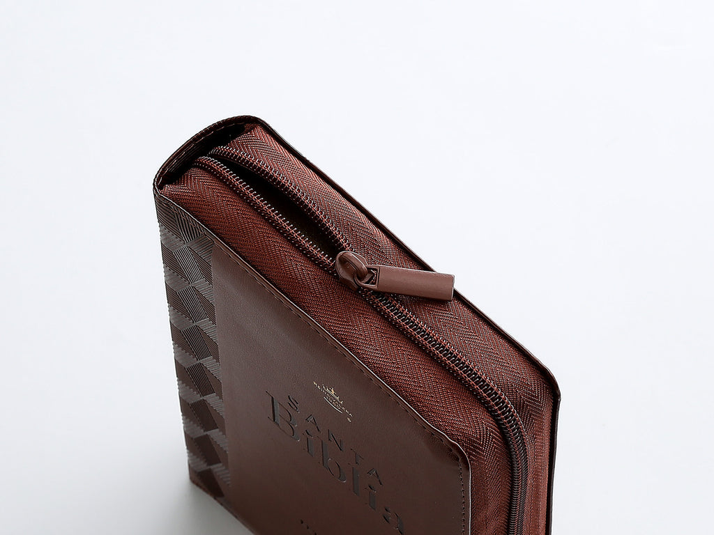 Biblia Mediana RVR1960 Letra Grande de 12 puntos cierre imitación piel  Café