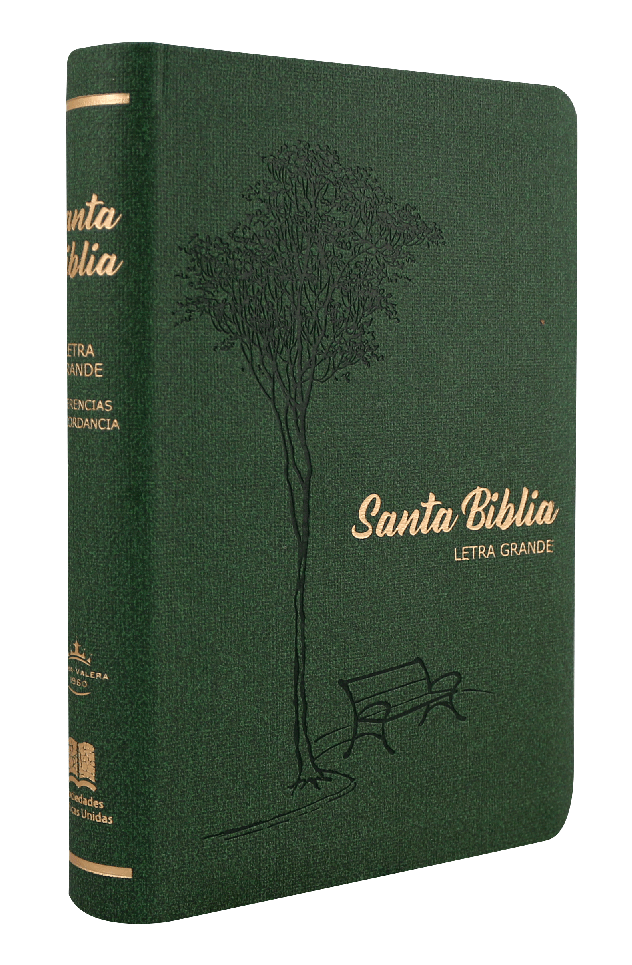 Biblia Grande letra mediana Imitación Piel Arbol Verde, Versión 1960