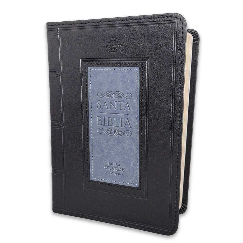Biblia mediana, versión 60, concordancia amplia 100 pág, canto dorado negro gris