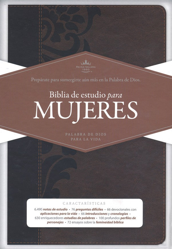 Biblia de Estudio para MUJERES Versión 60, café símil piel ,