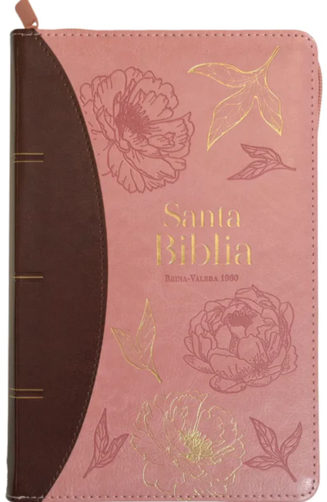 BIBLIA RVR065CZTI LG ROSA/CAFE FILIGRANAS PRIMAVERALES