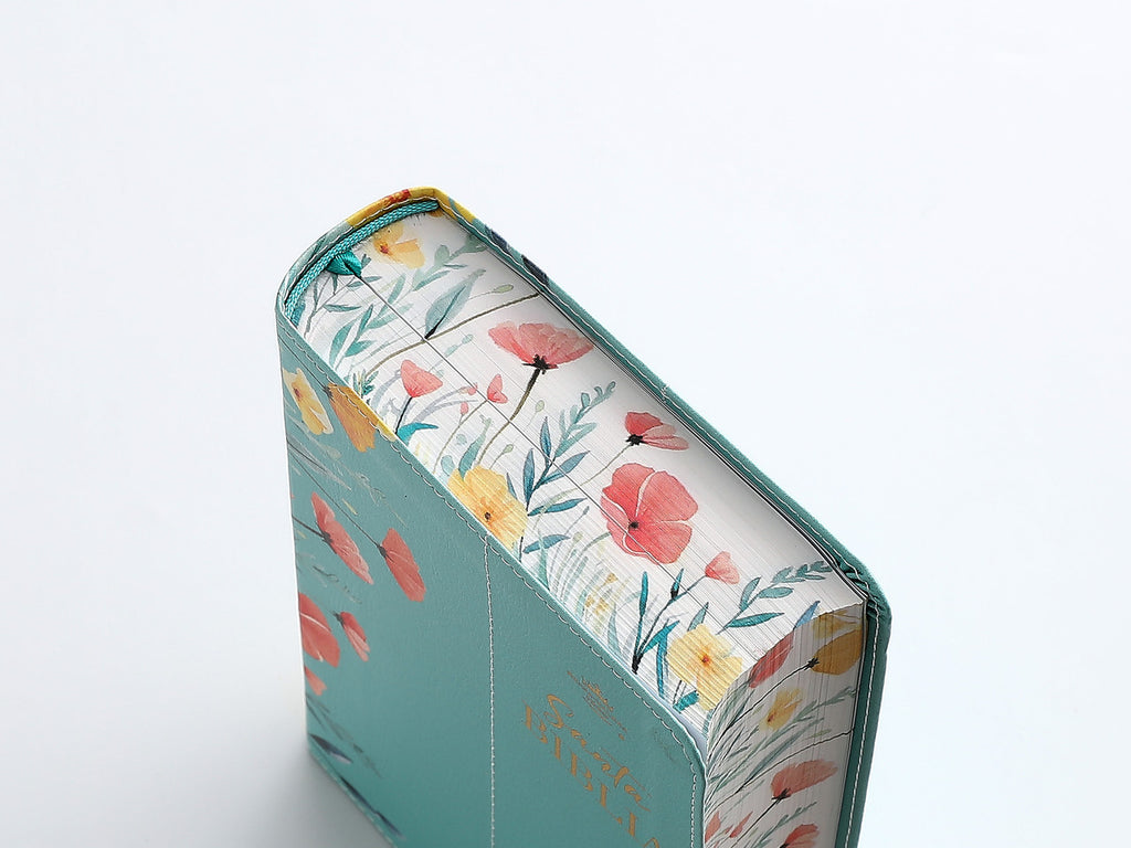 BIBLIA FLORES TURQUESA 12 PTS