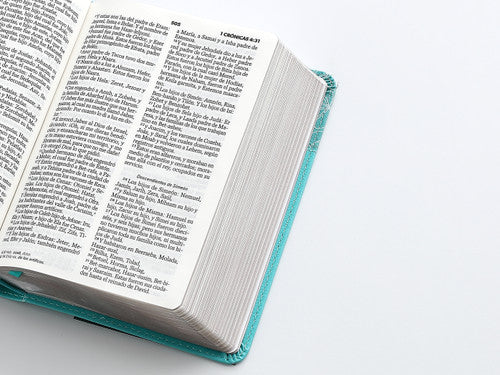 BIBLIA REINA VALERA 1960 COMPACTA TURQUESA FLORES MEDIANA