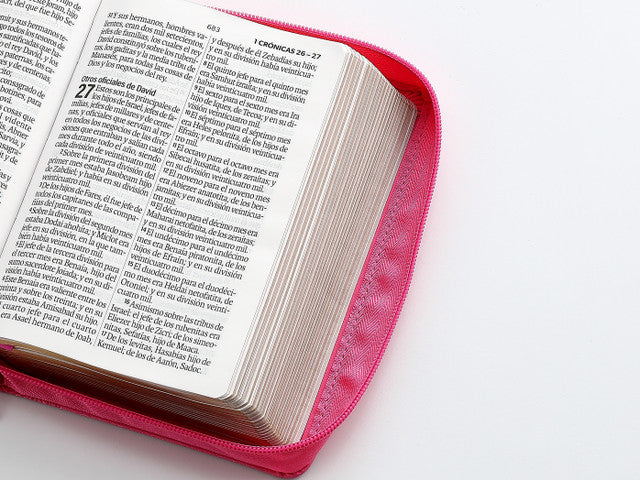 Biblia Mediana con Cierre Letra Grande 12 puntos RV1960, imitación piel fucsia floral