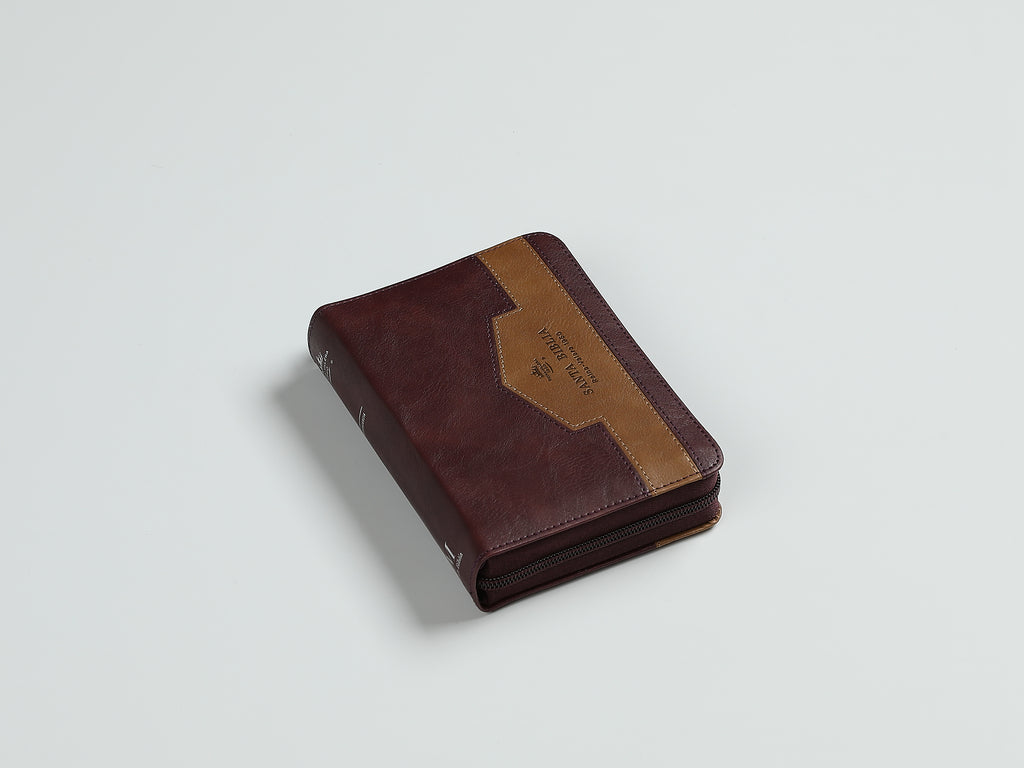 Biblia RVR60 Bolsillo i/piel Elegante Café/Café con cierre/índice