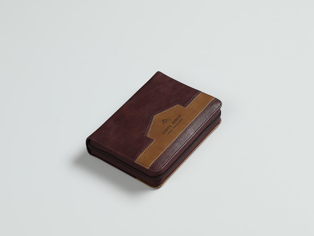 Biblia RVR60 Bolsillo i/piel Elegante Café/Café con cierre/índice