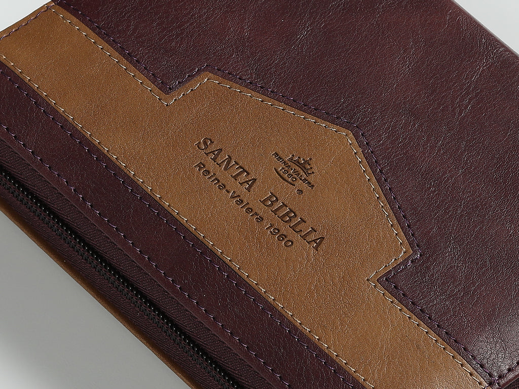 Biblia RVR60 Bolsillo i/piel Elegante Café/Café con cierre/índice