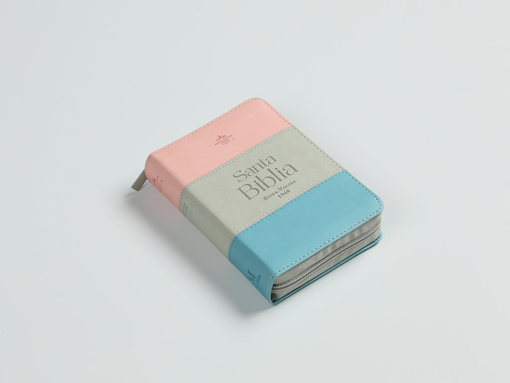BIBLIA TRICOLOR ROSA/BLANCO/TURQUESA