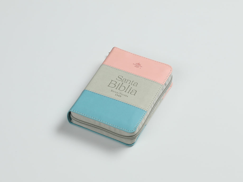 BIBLIA TRICOLOR ROSA/BLANCO/TURQUESA