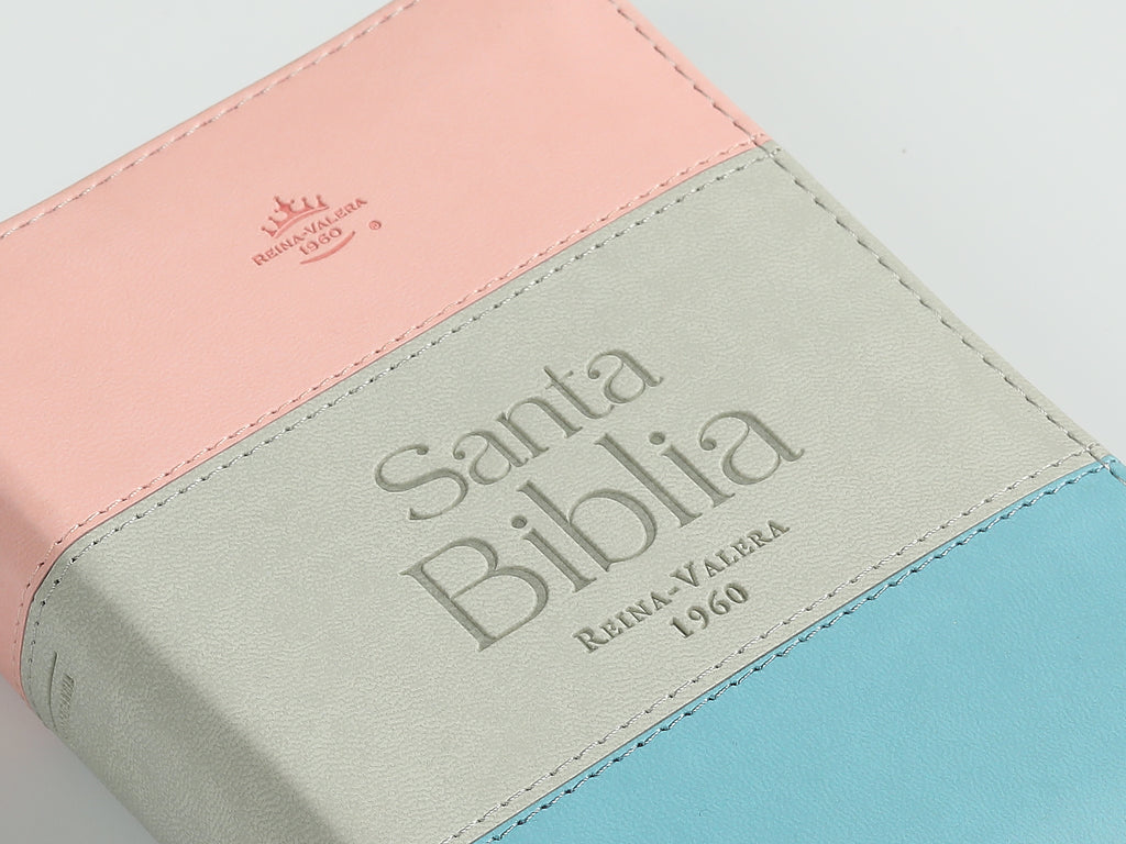 BIBLIA TRICOLOR ROSA/BLANCO/TURQUESA