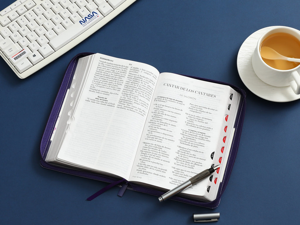 Biblia RVR60/065LG/czti/Tricolor Lila/Flores/Lila