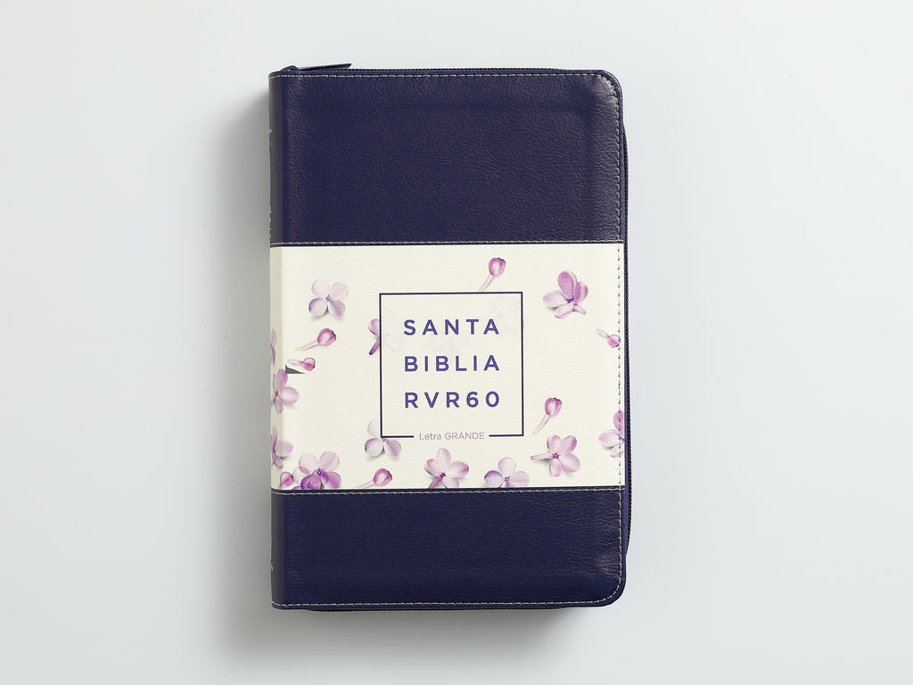 Biblia RVR60/065LG/czti/Tricolor Lila/Flores/Lila