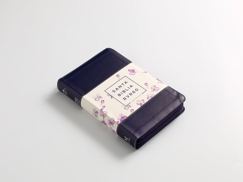 Biblia RVR60/065LG/czti/Tricolor Lila/Flores/Lila
