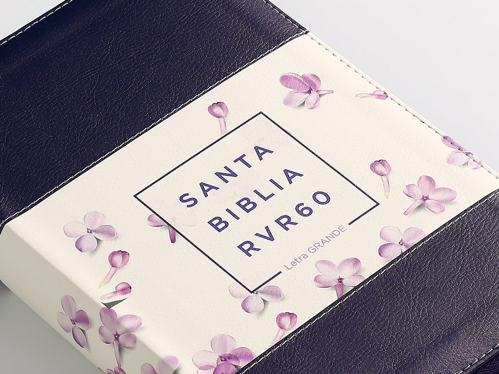 Biblia RVR60/065LG/czti/Tricolor Lila/Flores/Lila