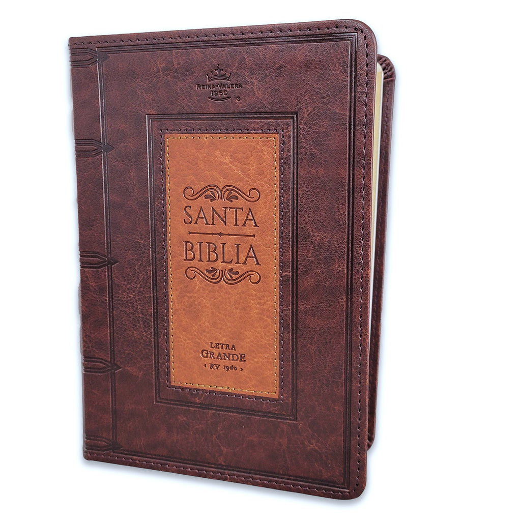 Biblia Mediana, versión 60, concordancia amplia 100 pág. canto dorado café
