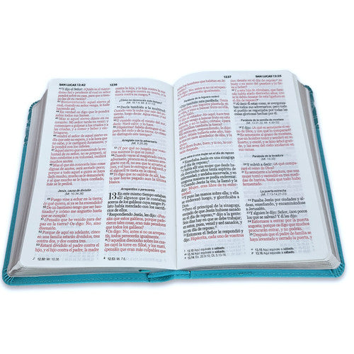 BIBLIA REINA VALERA 1960 COMPACTA TURQUESA FLORES MEDIANA