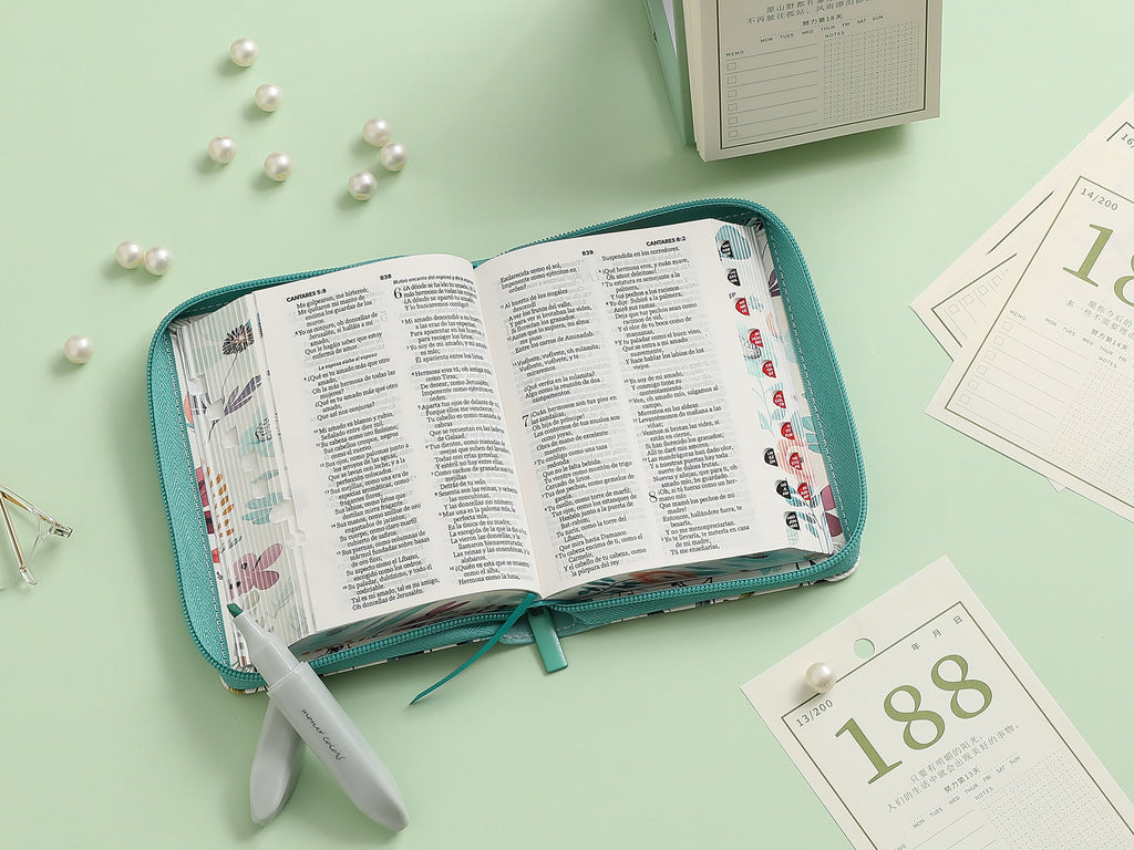 Biblia RVR60 de bolsillo colección jardín Turquesa con cierre/índice