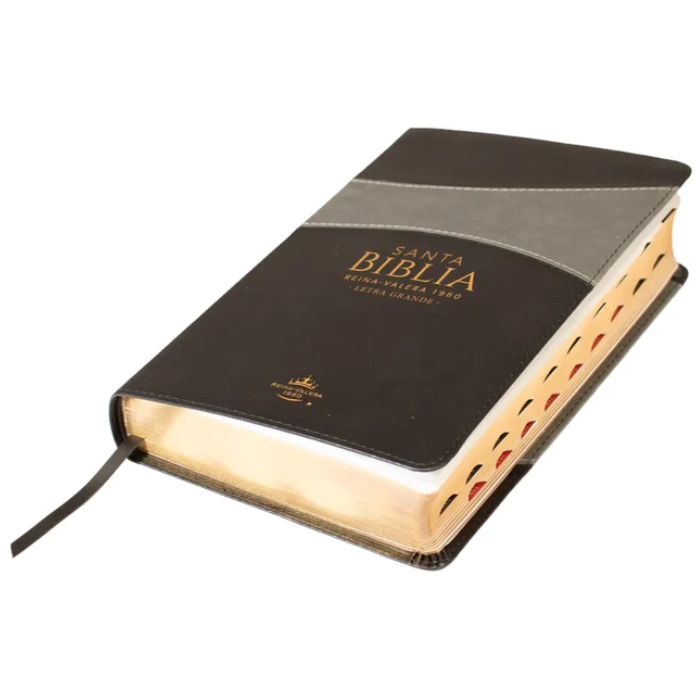 Biblia RVR1960 Bitono Negro Gris índice Letra Grande 12 PUNTOS