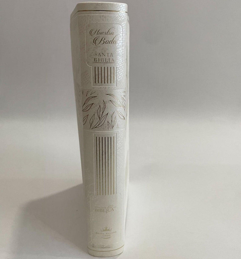 BIBLIA RVR1960 BODA COMPACTA LETRA GRANDE BLANCO Y ORO