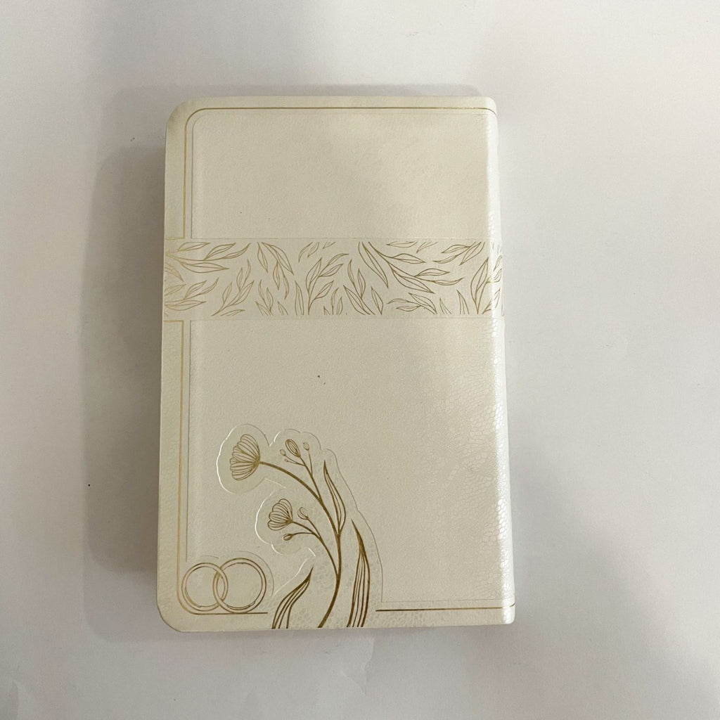 BIBLIA RVR1960 BODA COMPACTA LETRA GRANDE BLANCO Y ORO