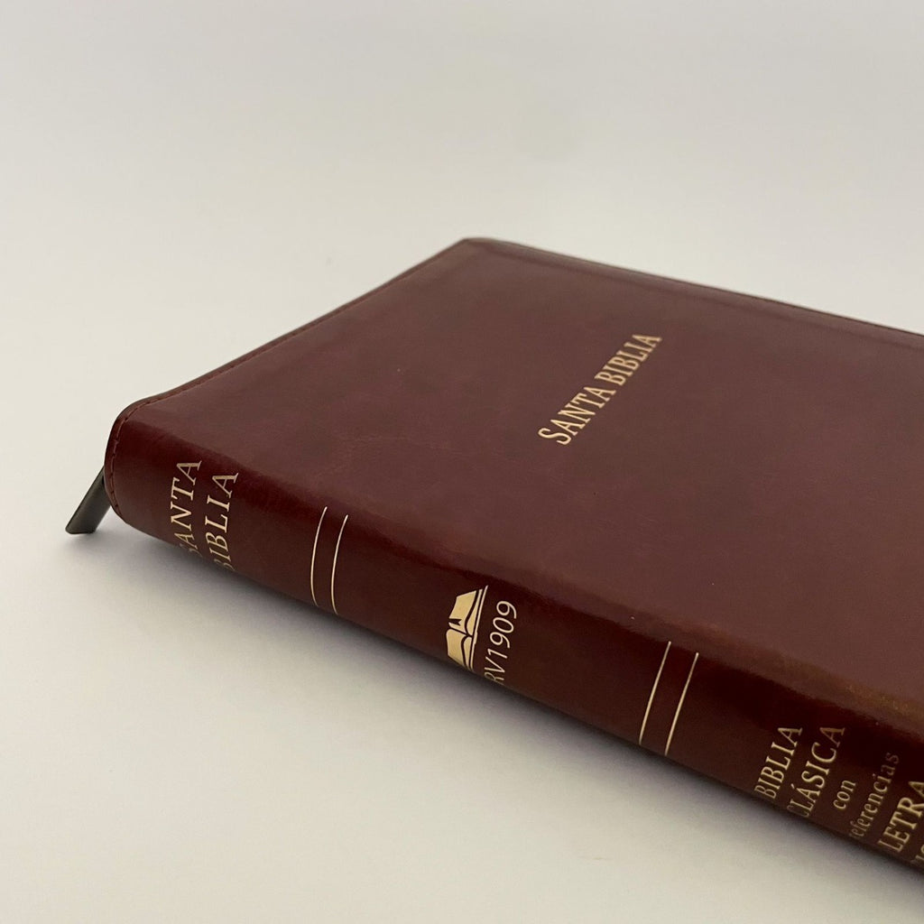 BIBLIA 1909 CLASICA LETRA GRANDE  IMITACION PIEL CIERRE MARRON