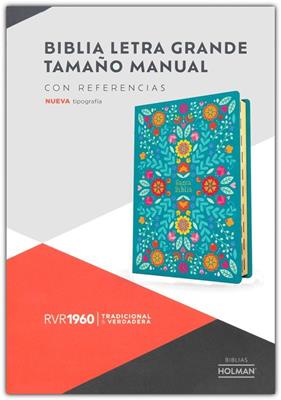 Biblia RVR 1960 Tamaño Manual Símil Piel Floreada con Índice Letra Gigante
