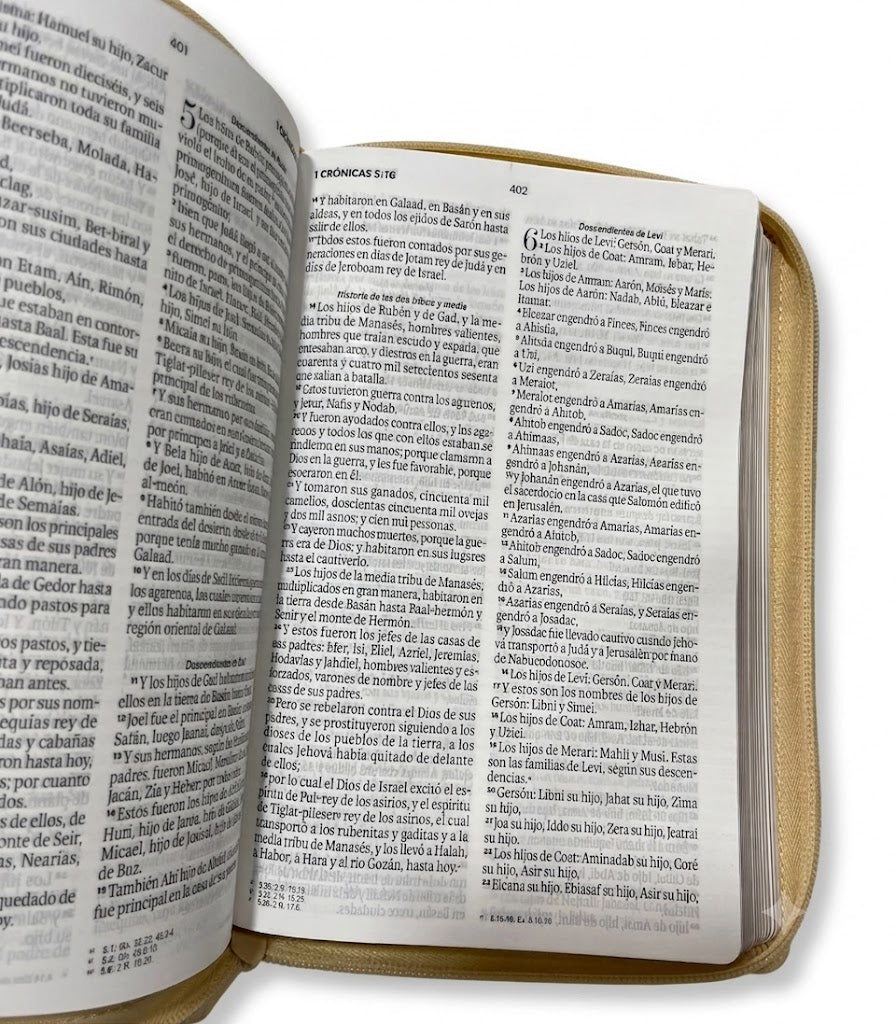 Biblia Reina valera 1960 Obsequios y Premios Beige con Hojas con Cierre