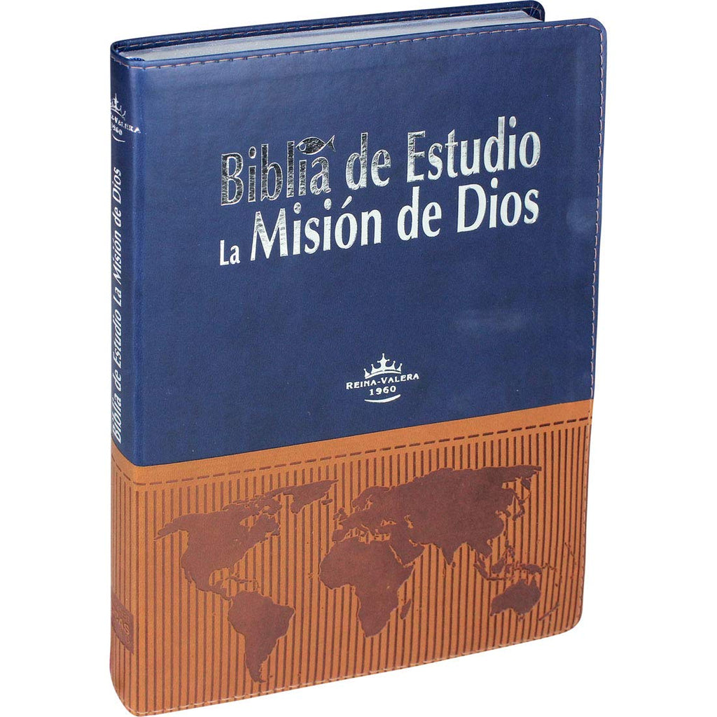 BIBLIA RVR60 ESTUDIO MISIÓN DE DIOS IMIT PIEL AZUL MARRÓN