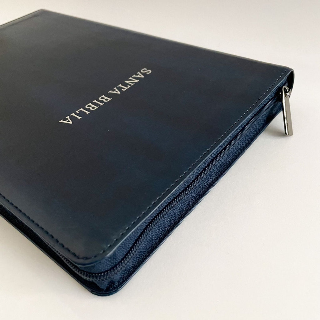 BIBLIA 1909 CLASICA LETRA GRANDE IMITACION PIEL CIERRE E INDICE AZUL