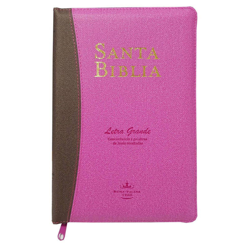 Biblia Reina Valera 1960 Grande Letra Grande Imitación Piel Rosa-Marrón