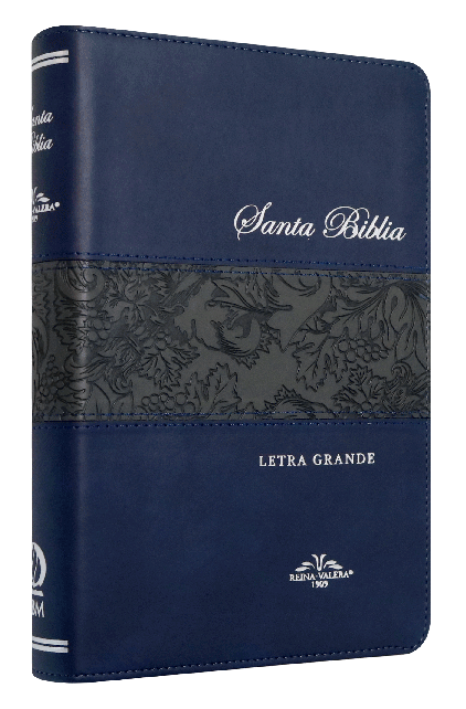 Biblia Reina Valera 1909 Grande Letra Grande Imitación Piel Azul con gris [VR065LG]