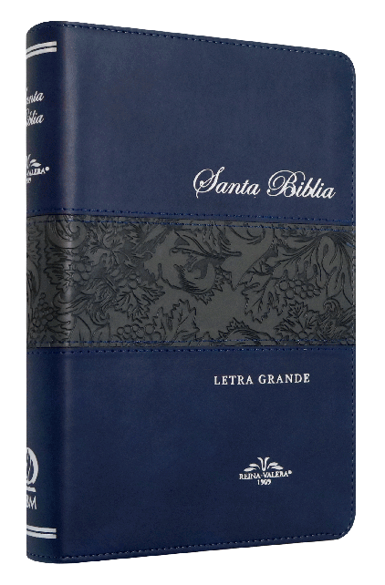 Biblia Reina Valera 1909 Mediana Letra Grande Imitación Piel Azul