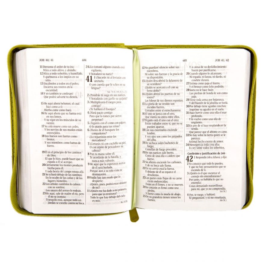 Biblia Mediana Con Cierre en color verde y Fucsia