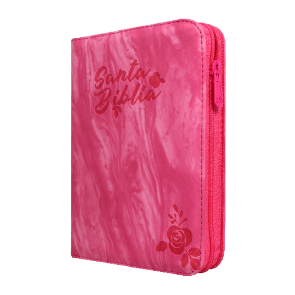 Biblia Reina Valera 1960 Chica Letra Mediana Imitación Piel Fushia Acuarela Código QR