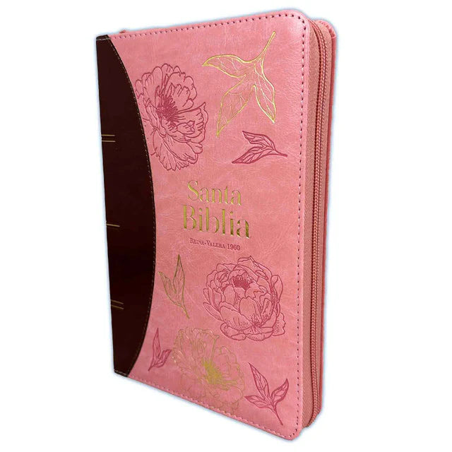 BIBLIA RVR065CZTI LG ROSA/CAFE FILIGRANAS PRIMAVERALES