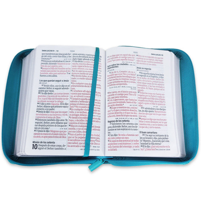 BIBLIA GRANDE CON CIERRE TURQUESA FLORAL