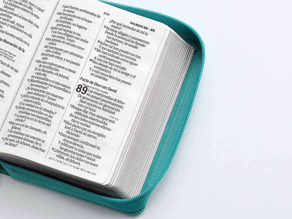 BIBLIA GRANDE CON CIERRE TURQUESA FLORAL