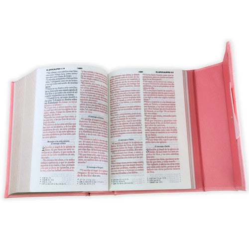 BIBLIA CARTERA CON BROCHE REINA VALERA 1960 COLOR ROSA CLARO