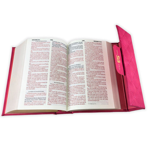 BIBLIA CARTERA CON BROCHE REINA VALERA 1960 COLOR ROSA FUCSIA
