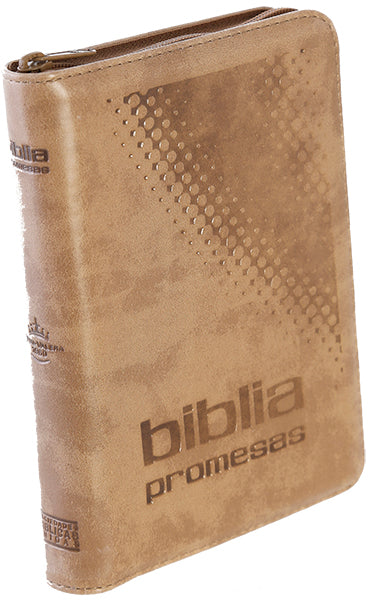 Biblia Promesas Letra Mediana Imitación Piel Café claro