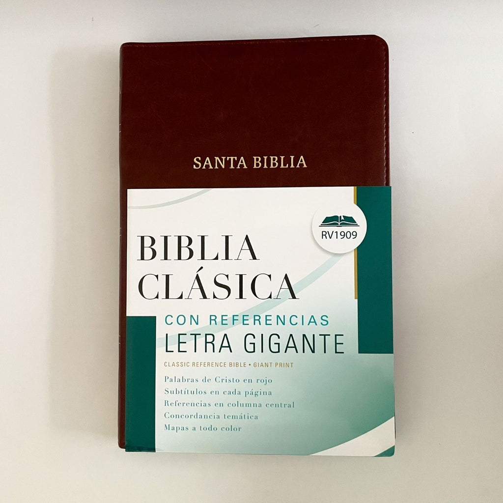 BIBLIA 1909 CLASICA LETRA GRANDE  IMITACION PIEL CIERRE MARRON
