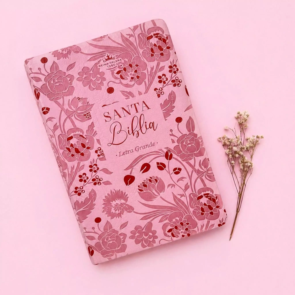 BIBLIA REINA VALERA 1960 GRANDE FLOREADA ROSA