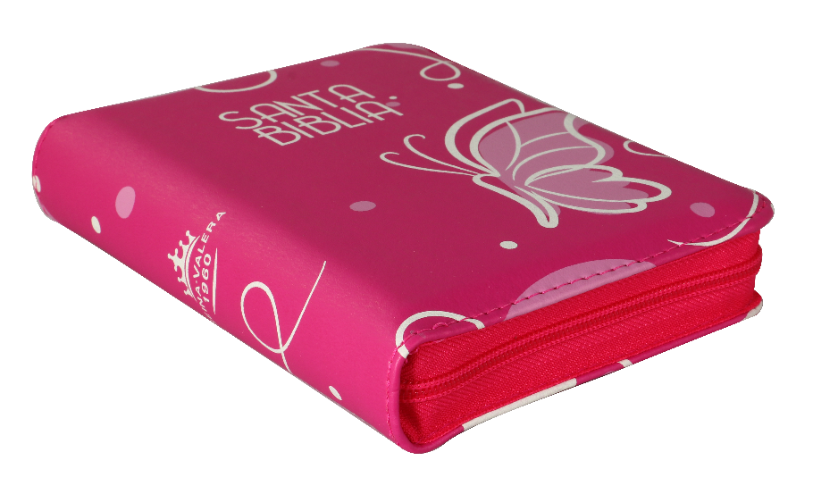 Biblia Reina Valera 1960 Chica Letra Chica Imitación Piel Fucsia Código QR