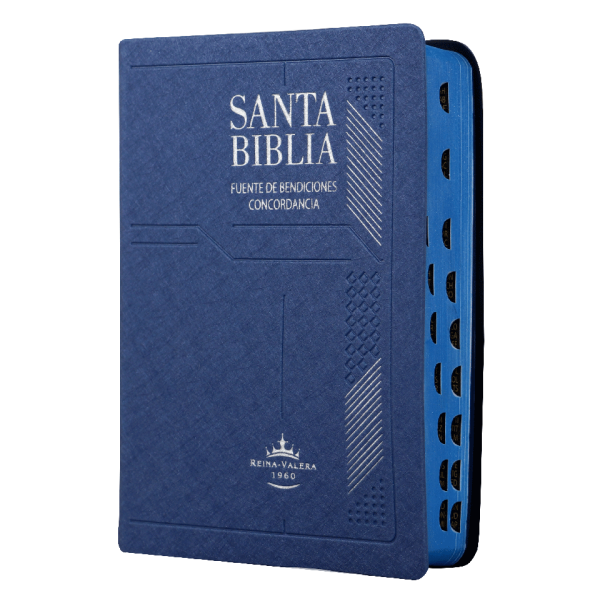 BIBLIA MEDIANA DE VINIL COLOR AZUL CON INDICE