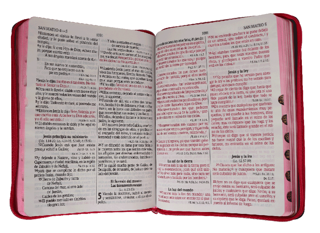 Biblia Mezclilla con cierre rosa / Letra Gigante RV1960 Con Índice