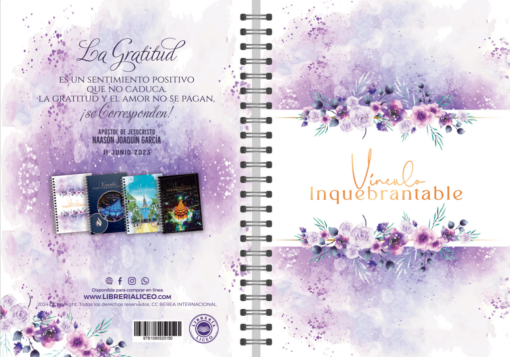 Libreta Espiral de Tapa Dura 4 diseños  Vinculo Inquebrantable morado