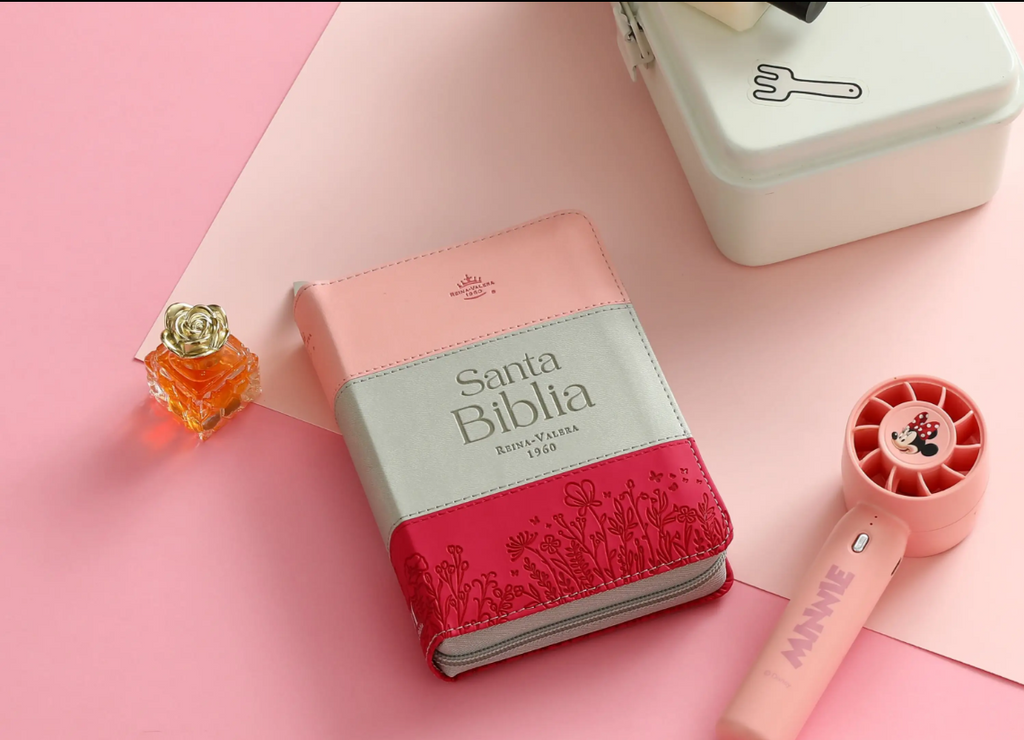 Biblia chica RVR60 025czti Concordancia Cierre Canto dorado Tricolor  Rosa/blanco/Fucsia