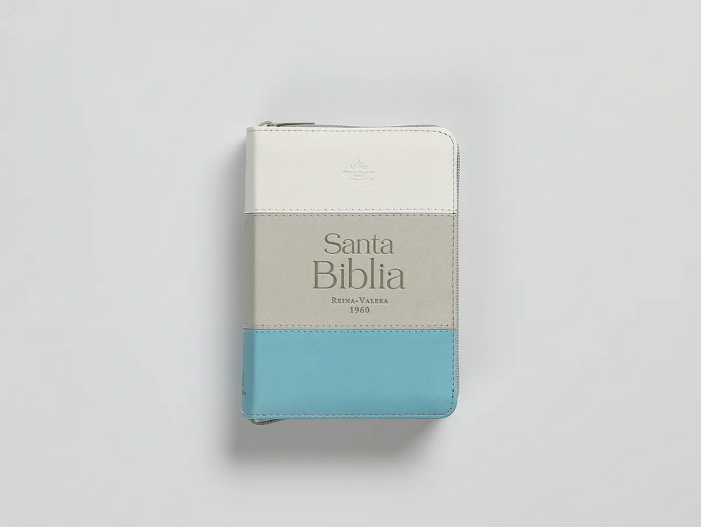 Biblia chica concordancia cierre índice, canto palteado Gris / Turquesa