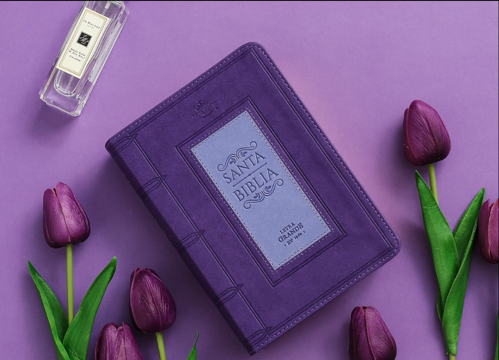 Biblia Mediana 12 puntos RV1960, Concordancia amplia 100 páginas, imitación piel lila cuadrado