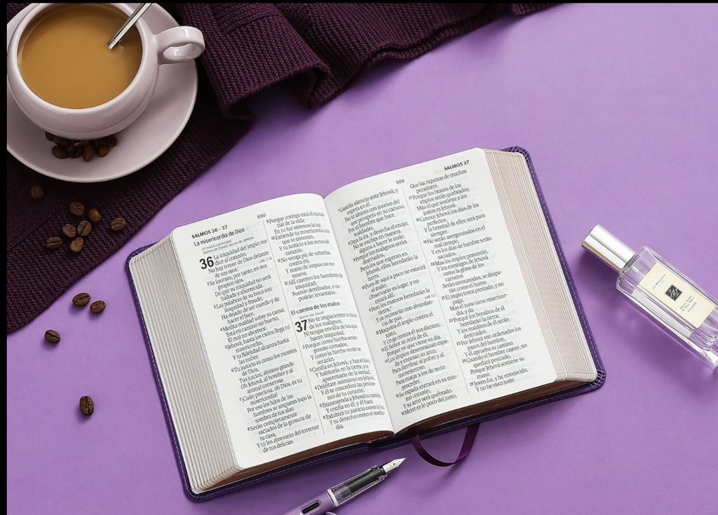 Biblia Mediana 12 puntos RV1960, Concordancia amplia 100 páginas, imitación piel lila cuadrado